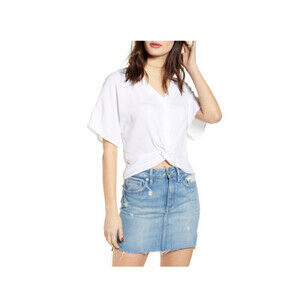 NWT Leith Twist front button up shirt top womens blouse 3X plus v neck boxy fit